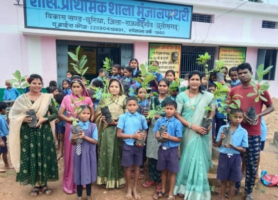 *प्रधानपाठक दीपमाला साहू ने जन्मदिन पर शाला परिसर में किया वृक्षारोपण*
